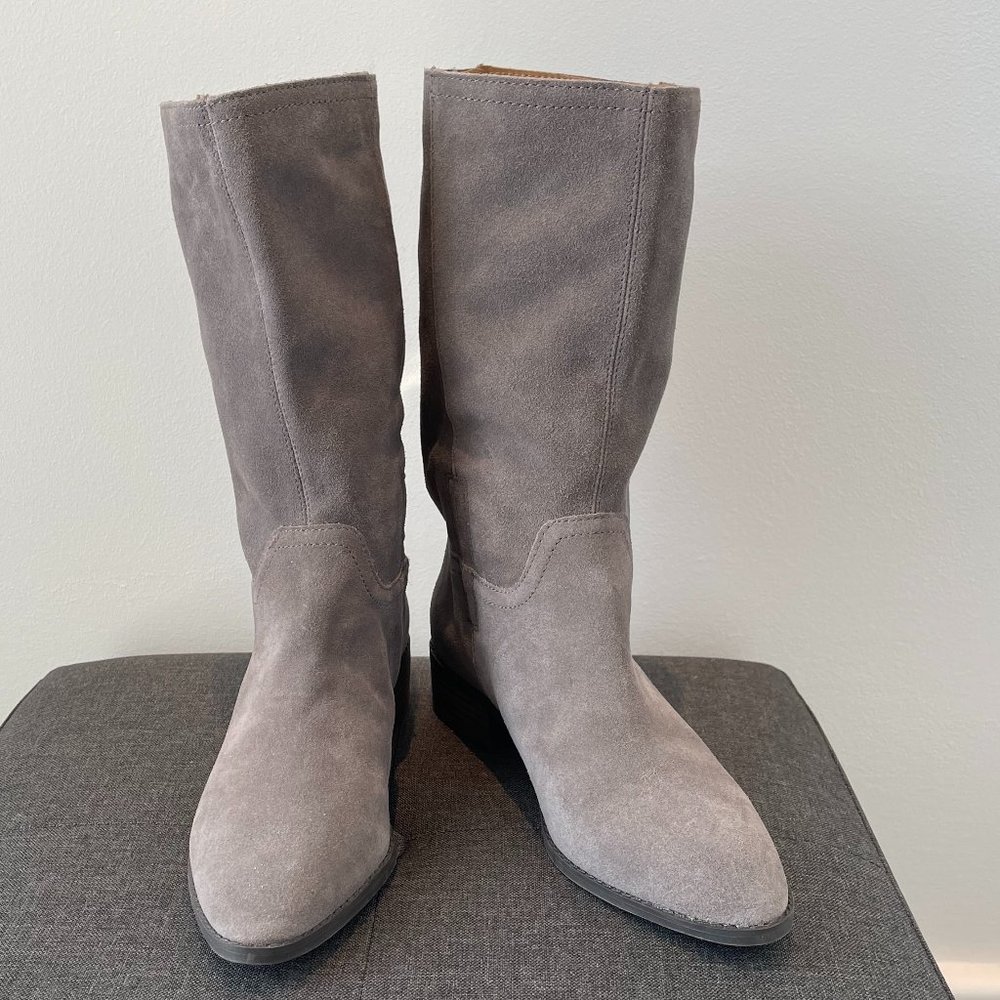 Lucky Brand Lefara Mid Calf Suede Boot - Titanium (gray) - NWT